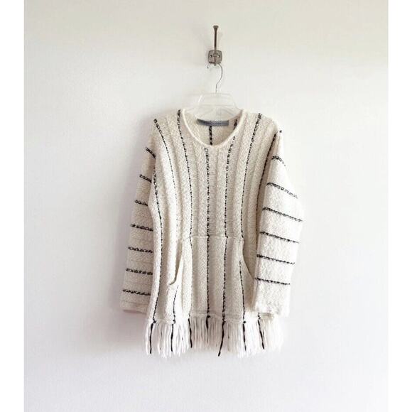 Raquel Allegra Striped Knit Fringe Alpaca Sweater Small - Picture 4 of 8